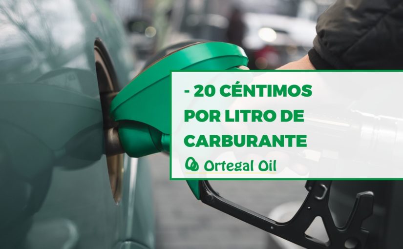 Descuento de 20 céntimos por litro sobre el precio de la gasolina y el diésel